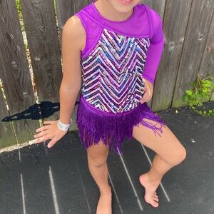Weissman That's My Girl Purple Tap Jazz Fringe Sequin Dance Costume